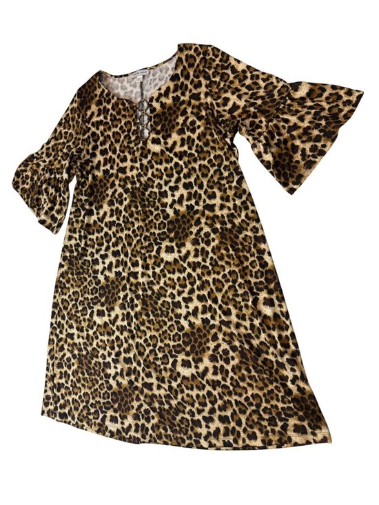 Chelsea Taylor Dresses & Skirts - Chelsea Taylor Womens 2X Cheetah Print Dress Gold Rings Animal Print (bin LL179)